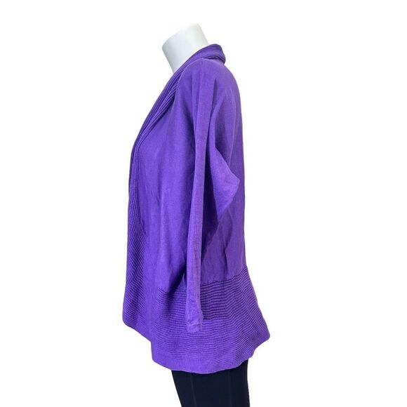 LAUREN RALPH LAUREN Purple Ribbed Knit Open Front Cardigan size XL cotton - Picture 4 of 8